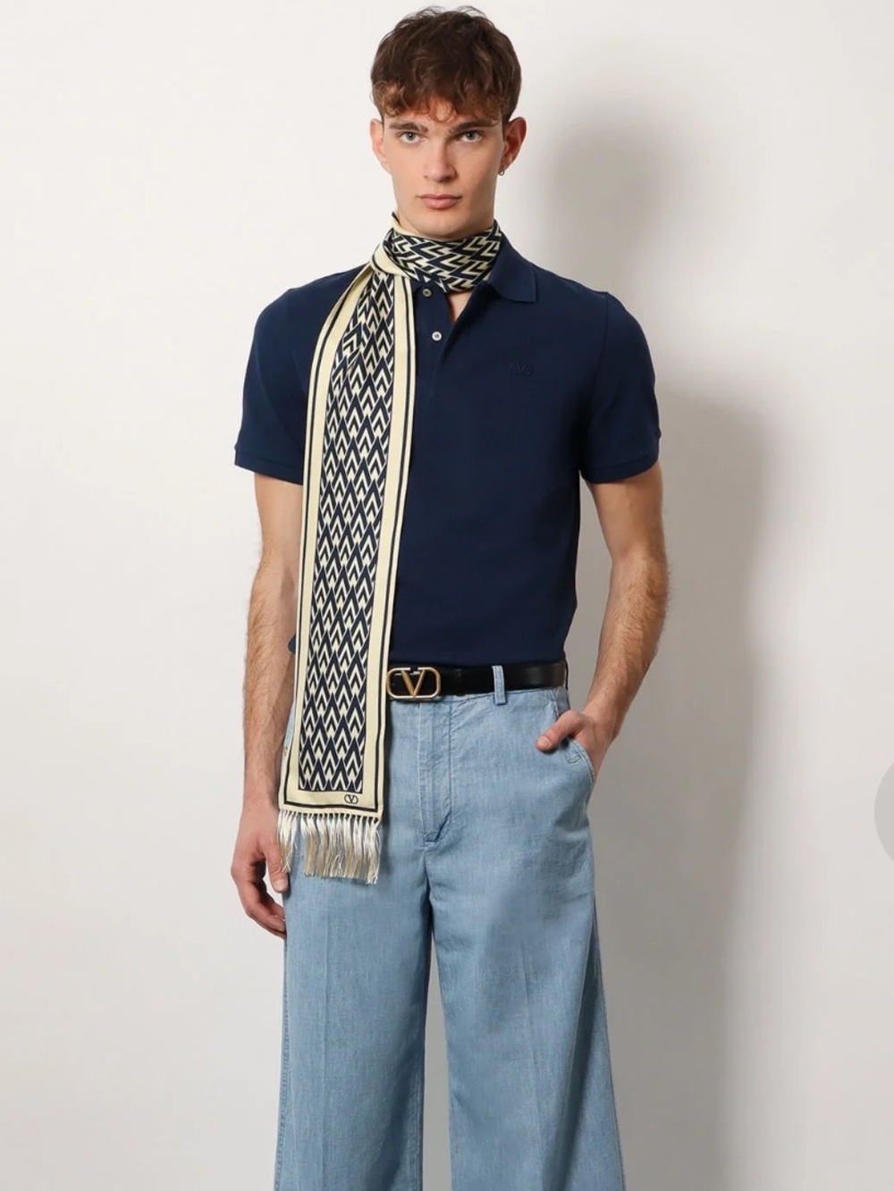 Authentic Valentino Cotton Piquet Polo Shirt With Vlogo Embroidery